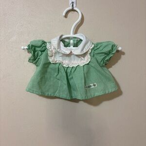 Vintage Cabbage Patch Kid Doll Clothing Green Gingham Shirt 1980